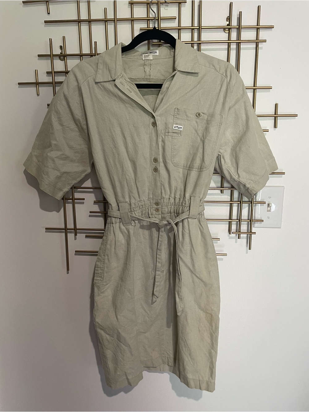 Vintage Nok Nok khaki safari style cotton dress